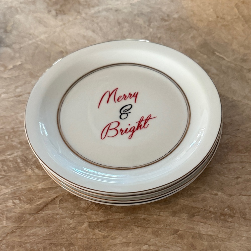 Pottery Barn Merry & Bright White and Red Dessert Plates